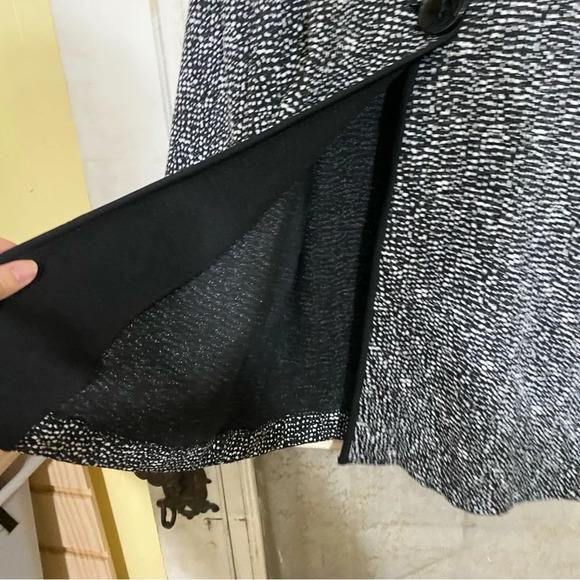 JM collection black white dot print singles button tunic length jacket Sz. large - Picture 8 of 9